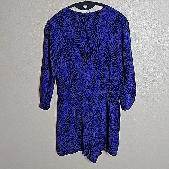 Yumi Kim XS SILK Liz Romper Blue black animal print - Picture 9 of 12